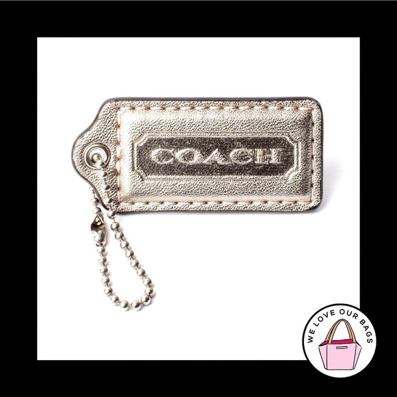 2.25" Medium COACH Light Gold LEATHER Nickel Key Fob Bag Charm Keychain Hang Tag - Picture 1 of 1